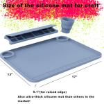 Silicone Painting Mat with Cup and Palette Removable, 17"X13" Thick Silicone Art Mat for Craft with Raised Edge for Resin DIY Making, Gray