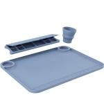 Silicone Painting Mat with Cup and Palette Removable, 17"X13" Thick Silicone Art Mat for Craft with Raised Edge for Resin DIY Making, Gray