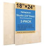 Unfinished Birch Wood Canvas Panels Kit, Falling in Art 2 Pack of 18x24’’ Studio 3/4’’ Deep Cradle Boards for Pouring Art, Crafts, Painting, and More