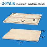 Unfinished Birch Wood Canvas Panels Kit, Falling in Art 2 Pack of 18x24’’ Studio 3/4’’ Deep Cradle Boards for Pouring Art, Crafts, Painting, and More