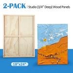 Unfinished Birch Wood Canvas Panels Kit, Falling in Art 2 Pack of 18x24’’ Studio 3/4’’ Deep Cradle Boards for Pouring Art, Crafts, Painting, and More