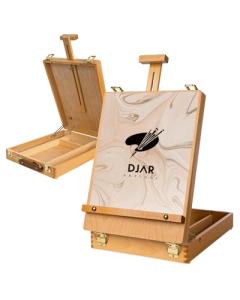 DJAR Tabletop Easel for Painting, Solid Beech Wood Adjustable Sketchbox Desktop Art Easel, Art Supplies Storage Box for Adults, Artists and Students, Natural