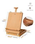 DJAR Tabletop Easel for Painting, Solid Beech Wood Adjustable Sketchbox Desktop Art Easel, Art Supplies Storage Box for Adults, Artists and Students, Natural