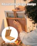 DJAR Tabletop Easel for Painting, Solid Beech Wood Adjustable Sketchbox Desktop Art Easel, Art Supplies Storage Box for Adults, Artists and Students, Natural