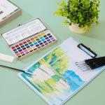 Watercolor Paint Set of 50 Colors - Washable Painting Kit with 7 Brushes, Water Brush Pen, Palette & Carrying Case - Portable Art Supplies for Kids & Adults - Non-Toxic Travel Watercolor Kit