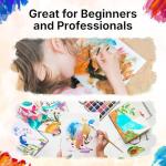 Watercolor Paint Set of 50 Colors - Washable Painting Kit with 7 Brushes, Water Brush Pen, Palette & Carrying Case - Portable Art Supplies for Kids & Adults - Non-Toxic Travel Watercolor Kit