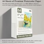SuFly Water Color Paper Pad 5"x7" - 64 Sheets 140lb Cold Press Watercolor Paper Bulk, Water Color Paint Paper for Kids & Artists, White Painting Paper for Watercolor, Acrylic.