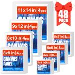 Yoursorter Canvas Boards for Painting, 48pcs Multi-Size Paint Canvas 4x4 4x6 6x6 5x7 8x8 8x10 9x12 11x14 Art Supplies for Adult, Kid&Artist, Primed Blank Cotton Canvases for Acrylic, Oil, Watercolor