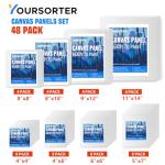 Yoursorter Canvas Boards for Painting, 48pcs Multi-Size Paint Canvas 4x4 4x6 6x6 5x7 8x8 8x10 9x12 11x14 Art Supplies for Adult, Kid&Artist, Primed Blank Cotton Canvases for Acrylic, Oil, Watercolor