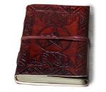 HG-LTHR 18 Cm Genuine Leather Pentagram Star Grimoire Journal Book of Shadows Spell Diary Blank Notebook Sketchbook Gift for Artists Ink Pen Friednly