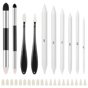 9 Pcs Blending Stumps for Drawing, Washable & Reusable Blending Sponge Pens and Sandpaper Pencil Sharpener Tortillions Blendings Sticks Drawing Art Blenders for Student Artist Charcoal Sketch