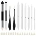 9 Pcs Blending Stumps for Drawing, Washable & Reusable Blending Sponge Pens and Sandpaper Pencil Sharpener Tortillions Blendings Sticks Drawing Art Blenders for Student Artist Charcoal Sketch