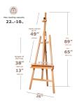 DJAR Art Easel Stand for Painting, Solid Beech Wood Adjustable Large Studio Floor Easel with Storage Tray for Adults Students, Hold Canvas up to 49", Natural