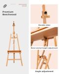DJAR Art Easel Stand for Painting, Solid Beech Wood Adjustable Large Studio Floor Easel with Storage Tray for Adults Students, Hold Canvas up to 49", Natural