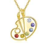 Dorunmo Paint Palette Necklace 925 Sterling Silver Colorful Painters Jewelry Gold Art Palette Necklace Artists Brush Pendant Painter Charm Necklaces Future Teacher Artist for Women Art Teacher