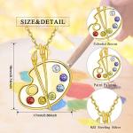 Dorunmo Paint Palette Necklace 925 Sterling Silver Colorful Painters Jewelry Gold Art Palette Necklace Artists Brush Pendant Painter Charm Necklaces Future Teacher Artist for Women Art Teacher
