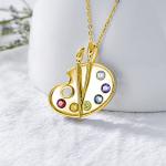 Dorunmo Paint Palette Necklace 925 Sterling Silver Colorful Painters Jewelry Gold Art Palette Necklace Artists Brush Pendant Painter Charm Necklaces Future Teacher Artist for Women Art Teacher