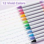 Ohuhu Brush & Fineliner Dual Tips Colored Drawing Pens, 12 Colors Waterproof & Alcohol-proof Brush Micro Pens for Adults Artists & Beginners Drawing Sketching Bullet Journal Outlining Office Class