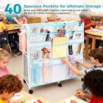 Lconvicely Craft Cart with Wheels - 40 Storage Pockets - Portable Organizer for Arts & Craft Supplies - Spacious, Easy to Move - Perfect Art Cart Organizer for Kids, Creative Projects, Home Education