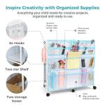 Lconvicely Craft Cart with Wheels - 40 Storage Pockets - Portable Organizer for Arts & Craft Supplies - Spacious, Easy to Move - Perfect Art Cart Organizer for Kids, Creative Projects, Home Education