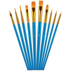Paint Brush Set, 10 Pcs Paint Brushes for Acrylic Painting, Round Pointed Tip Detail Small Paint Brush for Oil Watercolor Canvas Face Body Boards Rock, Kids Adult Drawing Arts Crafts Supplies, Blue