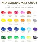 24 Colors Acrylic Paint Set, 2oz Bottles Classic Color, Rich Pigmented Canvas Paint Set, Premium Non-toxic Acrylic Paint for Artists, Kids & Adults, Art Supplies for Canvas Painting Rocks Wood Ceramic Model with 10 Brushes & Palette