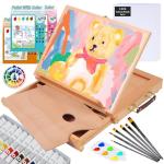 Falling in Art 29 Pcs Acrylic Paint Set with Tabletop Easel, Painting Kit with 12 Acrylic Paints Set, Canvas Panels, Brushes, Wooden Palette for Kids, Adults, Beginners, Professionals