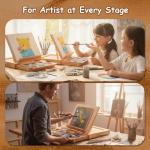 Falling in Art 29 Pcs Acrylic Paint Set with Tabletop Easel, Painting Kit with 12 Acrylic Paints Set, Canvas Panels, Brushes, Wooden Palette for Kids, Adults, Beginners, Professionals