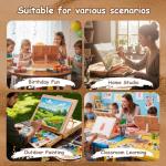 Falling in Art 29 Pcs Acrylic Paint Set with Tabletop Easel, Painting Kit with 12 Acrylic Paints Set, Canvas Panels, Brushes, Wooden Palette for Kids, Adults, Beginners, Professionals