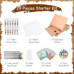 Falling in Art 29 Pcs Acrylic Paint Set with Tabletop Easel, Painting Kit with 12 Acrylic Paints Set, Canvas Panels, Brushes, Wooden Palette for Kids, Adults, Beginners, Professionals