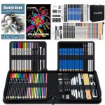 KALOUR 82 Pack Drawing Sketching Kit, Pro Art Supplies with Sketchbook, Include Tutorial,Colored, Graphite, Charcoal, Watercolor,Metallic & Pastel Pencils, Drawing Set for Adults Teens Beginner