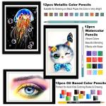 KALOUR 82 Pack Drawing Sketching Kit, Pro Art Supplies with Sketchbook, Include Tutorial,Colored, Graphite, Charcoal, Watercolor,Metallic & Pastel Pencils, Drawing Set for Adults Teens Beginner
