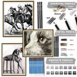 KALOUR 82 Pack Drawing Sketching Kit, Pro Art Supplies with Sketchbook, Include Tutorial,Colored, Graphite, Charcoal, Watercolor,Metallic & Pastel Pencils, Drawing Set for Adults Teens Beginner