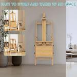 Large Wood H-Frame Easel with Storage Drawer, Foldable Art Painting Easel for Adults and Students, Adjustable Artist Easel Stand for Painting and Display, Holds Canvas Art up to 48"