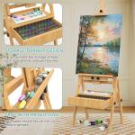 Large Wood H-Frame Easel with Storage Drawer, Foldable Art Painting Easel for Adults and Students, Adjustable Artist Easel Stand for Painting and Display, Holds Canvas Art up to 48"