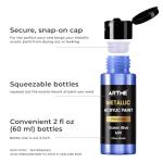 ARTME Metallic Acrylic Paint Set, 24 Metallic Colors in 2 oz/60ml Bottles, Metallic Shining Acrylic Paint, Rich Pigments Paint Perfect for Artists, Beginners on Canvas, Rocks, Wood, Fabric, Ceramic