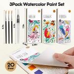 Watercolor Painting Coloring Books Arts & Crafts Kit, Pocket Watercolor Paint Bookmarks, Mess Free Paint with Water Set, Art Supplies Party Favors Exchange Birthday Gifts for Kids Stocking Stuffers