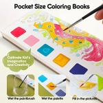 Watercolor Painting Coloring Books Arts & Crafts Kit, Pocket Watercolor Paint Bookmarks, Mess Free Paint with Water Set, Art Supplies Party Favors Exchange Birthday Gifts for Kids Stocking Stuffers