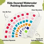 Watercolor Painting Coloring Books Arts & Crafts Kit, Pocket Watercolor Paint Bookmarks, Mess Free Paint with Water Set, Art Supplies Party Favors Exchange Birthday Gifts for Kids Stocking Stuffers
