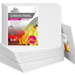 PHOENIX Painting Canvas Panels 6x8 Inch, 24 Bulk Pack - 8 Oz Triple Primed 100% Cotton Acid Free Canvas Boards for Painting, White Blank Flat Canvas Boards for Acrylic, Oil Paints