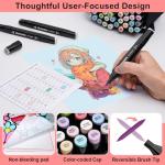 Soucolor 61 Colors Pastel Alcohol Based Markers Set | Professional Dual Tip Art Markers with Brush & Chisel Tips | Includes 1 Blender & Carry Case | For Artists, Adults Coloring, Drawing, Illustration