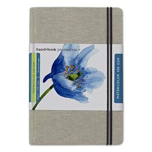 Handbook Journal Co. Artist Watercolor Sketchbook Journal, Large Portrait 8.25 x 5.5 Inches, 140lb / 300 GSM, Hardcover w/Pocket