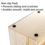 Dicunoy Wooden Marker Organizer Rack, 98 Capacity Desktop Markers Holder with Drawer, Sturdy Art Supply Storage Caddy for Colored Pencils, Art Brushes, Home, Classroom, Office, No Assembly Required