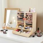 Dicunoy Wooden Marker Organizer Rack, 98 Capacity Desktop Markers Holder with Drawer, Sturdy Art Supply Storage Caddy for Colored Pencils, Art Brushes, Home, Classroom, Office, No Assembly Required