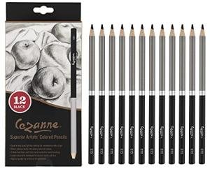 Creative Mark Cezanne Premium Colored Pencils Black Set of 12 - Highly-Pigmented Coloring Pencils for Drawing, Blending, Coloring, and More