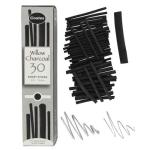 PH Coate Artist Willow Charcoal Assorted Length, 30 Sticks, Black