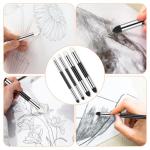 KFHENSOMR 4pcs Blending Sponge Pen Double Headed Washable Rubbing Sponge Brush Reusable Sketch Wipe Drawing Art Blending Tools Sketch Blenders for Artist Highlight Shadow Detail Correcting