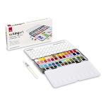 KINGART PRO Artist, Tin Box with Water Brush Watercolor Half-Pans, 48 Vibrant Colors Piece