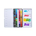 KINGART PRO Artist, Tin Box with Water Brush Watercolor Half-Pans, 48 Vibrant Colors Piece