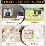 ZUNKNOD Metal Table Top Easels 17.1" H x 11.4" L Gold Easel Stand with Chain Support Vintage Gold Decorative Mirror Picture Stands for Sign Tabletop Wedding